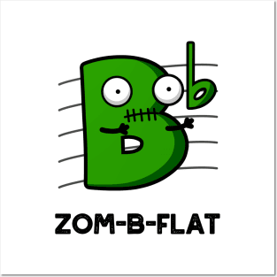 Zom-B-Flat Cute Halloween Zombie Music Pun Posters and Art